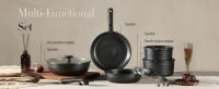 CAROTE 11 piezas Ollas y Sartenes No Stick, Juego de utensilios de cocina mango desmontable, antiadherente inducción utensilios de cocina Sets No Stick con mango desmontable, RV utensilios de cocina Set, Horno seguro utensilios de cocina Set, Negro - details 5