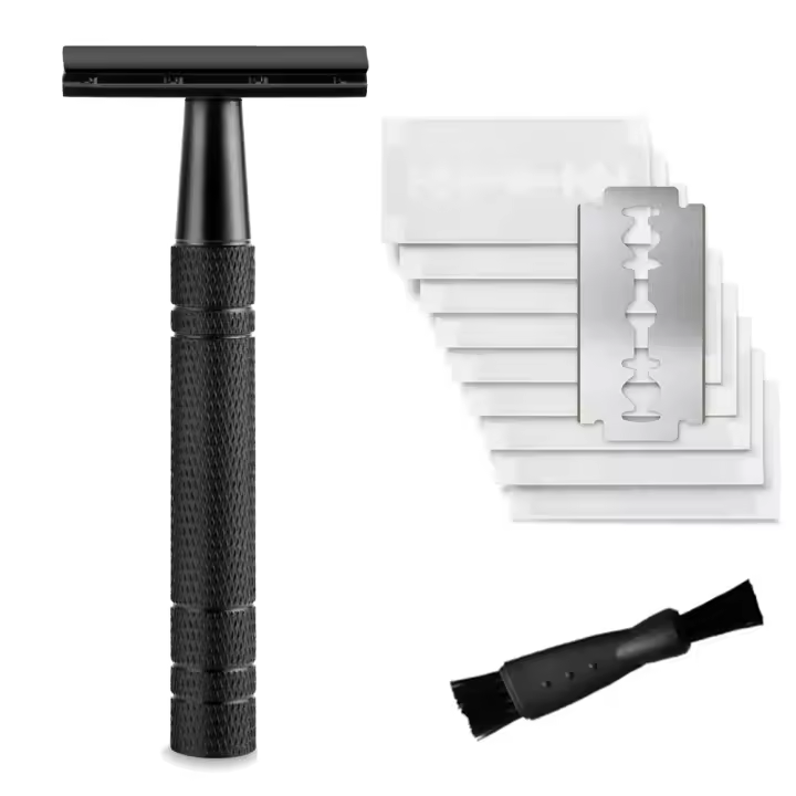 Barbero de Doble Cara Reutilizable para Mujeres y Hombres con 10 Aspas de Metal DE para Afeitar - 1