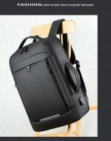 Portátil expandible para hombres, bolso negro impermeable para portátil, 16 17 pulgadas, mochila de negocios multifuncional - details 2