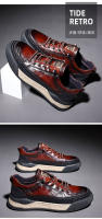 Zapatos de los hombres de la marca de moda de alta gama de primavera nuevos zapatos de la junta deportiva rayados a mano zapatos casuales de coincidencia de color de cuero de la plataforma de los hombres versátiles - details 14