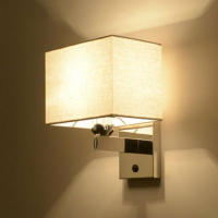 Lámpara de pared led para cabecera de dormitorio, luz de pared moderna para Proyecto de habitación de Hotel con interruptor, nuevo estilo chino, pantalla de tela Beige - details 3