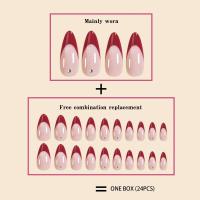 Set de Uñas Falsas para Mujeres de 24 Piezas Tamaño Medio, Borde Francés, Piedra Uster, Arte de Uñas Simple y Multifuncional - details 1