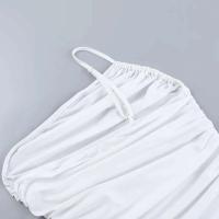 Verano 2024 Nuevo vestido largo ajustado con pliegues en los hombros y vestidos con dobladillo abierto en A para mujer - details 22