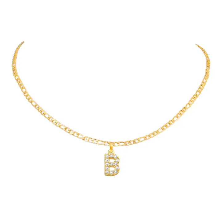 Collar de nombre inicial de letras a-z, colgante de chicas en capas, cadena de Figaro, collar de acero inoxidable - 1