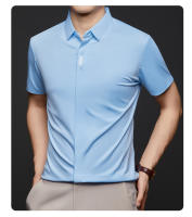 Hombres cortos en verano, negocios de mediana edad, camisa sin costuras, camisa de manga corta transpirable y agradable para la piel para uso masculino - details 1