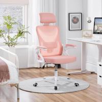Silla de Oficina Ergonómica Silla Reposabrazo Ajustable Silla Oficina Trabajo con Reposacabeza Silla Giratoria Rosa - details 8