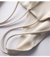 Top de Halter V para Mujer Camisola de Verano de Seda de Satén Blanco Vestido Delgado de Moda - details 31