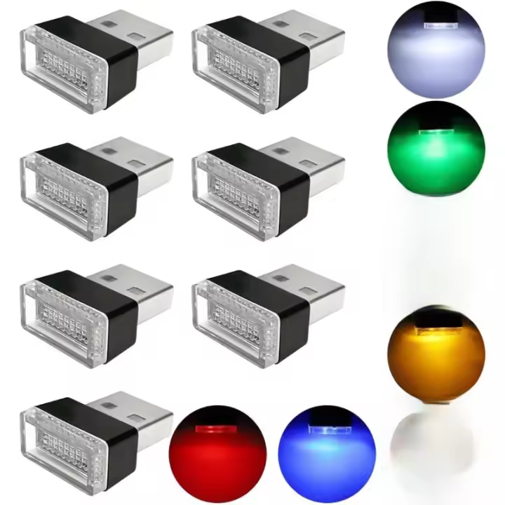 Luces de Iluminación Interior LED USB Portátiles 7 Piezas Ajustables para Coches - 1