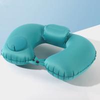 Almohada de viaje inflable en forma de U, prensa de mano suave para inflar la almohada, almohadilla portátil para reposacabezas para ahorrar espacio, turista - details 7