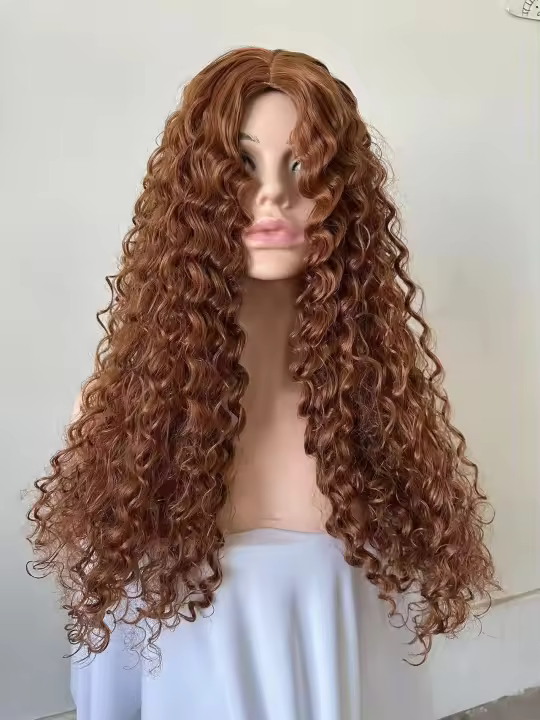 Pelucas de Cabello Sintético Partición de Centro Curlado Largo Belleza - 1