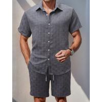 2025 Nuevo Traje Casual de Hombre Conjunto de Camisa de Manga Corta a Rayas y Pantalones Cortos - details 6