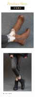 Botas de nieve gruesas integradas de cuero, botas de mujer de caña baja con suela gruesa, zapatos de mujer de terciopelo versátiles - details 4