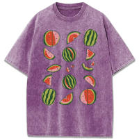 Camisetas lavadas con estampado abierto de sandía para mujer, Camiseta de algodón Y2K, Top holgado de Hip Hop, ropa suave y transpirable - details 63