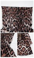 Vestido informal con gradas para mujer, falda de tubo halter sin mangas con estampado de leopardo, estilo festivo, color café - details 10