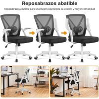 Silla de Oficina Silla de Trabajo con Reposabrazo Silla Ajustable Silla Ergonómica Silla Negra Altura Ajustable Malla Carga 136 KG Silla de Despacho Estudio - details 12