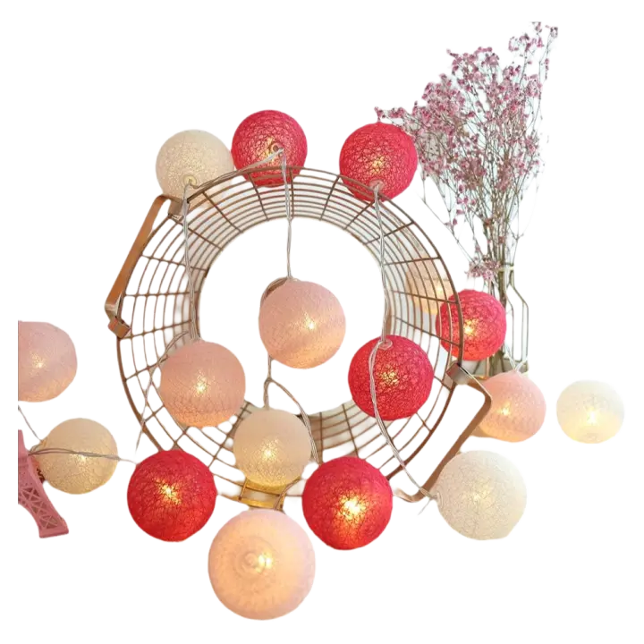 Guirnalda de luces de algodón, decoración navideña para interiores, globo luminoso L de 3 m 20 unidades, para niñas, princesas, niños, - 1