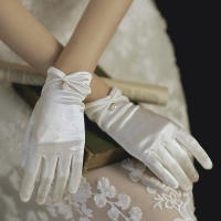 Guantes de novia de boda elegantes, tela suave, banquete, fiesta, muñeca, novia, dama de honor - details 4