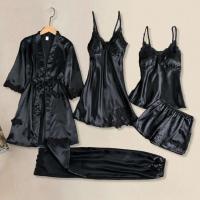 Conjunto de Dormir para Mujeres Ouwu Top de Seda Saturada, Pantalones Cortos, Pantalones de Encaje Suelto - details 12