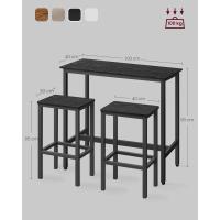 Juego de Mesa y Taburetes de Bar, Mesa de Desayuno con 2 taburetes, Marco de Acero, Industrial, Marrón Rústico y Negro Tinta LBT218B01 - details 20