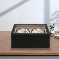 Caja de exhibición enrolladora de reloj de cuero PU, almacenamiento de rotación automática, caja de madera, cuero Pu, cuentas de Cachemira, nuevo, 4 + 6, 12 "X 9" X 7" - details 1