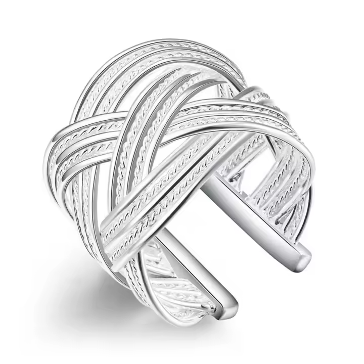 Andara Anillo de Plata Esterlina  Diseño Trenzado Interweaved Ideal para Mujeres - 1