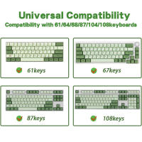 Teclas de perfil XDA para teclado mecánico, tapas de tecla de sublimación, té verde Matcha, tinte PBT, EN/KR/RU/Th/JA, 123 teclas - details 2