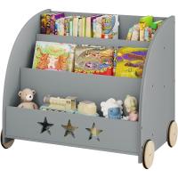 4 Ruedas y 3 Estantes Pequeños Librero Infantil para Habitación Organizador Multiusos Estante Mini Libreria Gris Maram - details 0