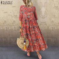 Dre plisado para mujer, Dre largo estampado, túnica de manga 3/4, otoño y verano, - details 20