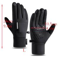 Guantes de motorista para hombre, polares de peluche resistentes a la abrasión, impermeables, para senderismo, 1 par - details 6