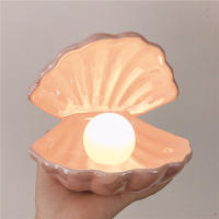 Ins-Lámpara de noche de concha de cerámica con perla, Streamer, luz de sirena, concha de hadas, decoración del hogar, regalo de Navidad - details 18