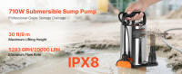 Bomba Sumergible SucceBuy de 710W, Caudal de 20000 L/H, Diseño de Acero Inoxidable con Interruptor de Flotador Automático, Cable Extendido, Elevación Máxima de 9M, Ideal para Piscinas, Jardines, Estanques y Espacios Inundados - details 0