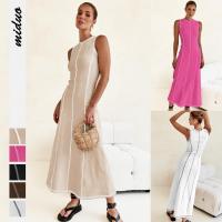 Sentido Del Diseño Vestido Largo De Punto para Mujer, Cuello Redondo Sin Mangas, Retro, Europeo Y Americano, línea A, Francés - details 6