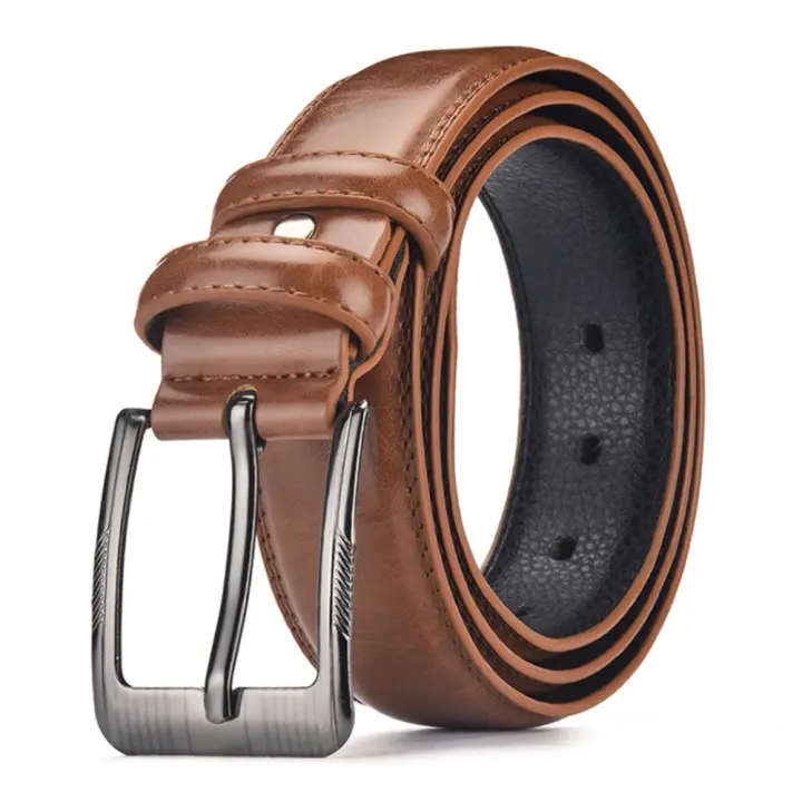 Cinturón de negocios Retro de lujo para hombre, cinturón de cuero ajustable, accesorios para hombre, faja vaquera, cinturón con hebilla de Metal para oficina - 1