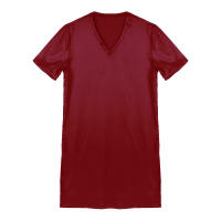 Camisón de satén para hombre y mujer, ropa de dormir de manga corta con cuello en V, ropa de dormir para el hogar, ropa de dormir con abertura lateral, albornoz para dormir - details 12