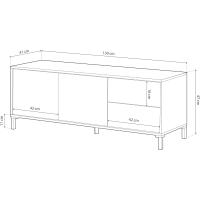 Modulo de TV 2 Puertas y 2 Cajones, Mueble TV, Modelo Brooklyn, Acabado en Roble Canadiense y Blanco Artik, Medidas: 130 cm (Ancho) x 47 cm (Alto) x 41 cm (Fondo) - details 4