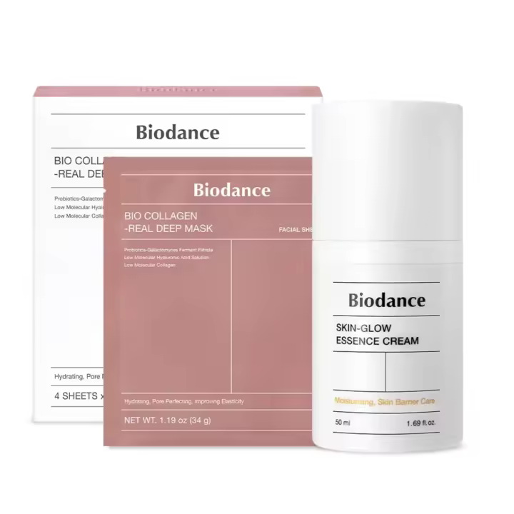 BIODANCE Essential Duo: mascarilla profunda real de biocolágeno y crema de esencia para brillo de la piel - 1