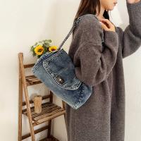 Bolso de hombro versátil y elegante de moda 2015 con correa de cadena - Casual, azul y blanco, gran capacidad, correa fija, forro de poliéster, bolso de mano - details 2