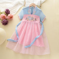 77067 Falda de estilo occidental chino de gasa de verano para niños vestido de niña Hanfu - details 0