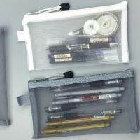 Estuche para lápices con cremallera transparente de nailon, bolsa de papelería transparente de Color sólido, bolsa de maquillaje, Estuche De Viaje, bolsa de almacenamiento de cosméticos de malla - details 4