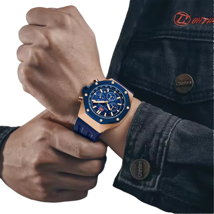 Reloj De Pulsera De Cuarzo MINI FOCUS Para Hombres Resistente Al Agua Con Función De Luz Luminosa Deportiva Multi Funcional De Silicona Correa De 22 Cm - 1