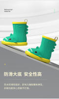 Tiburón zapatos de lluvia antideslizante suela suave ligero nuevo impermeable de las mujeres de dibujos animados botas de lluvia - details 1