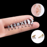 Pendiente de titanio ASTM F136, Piercing curvado con forma de luna y hélice oculta, 16G, 1 unidad - details 1