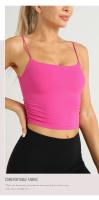 Tops con tirantes de Color sólido para mujer, ropa de Yoga deportiva, con pliegues, transpirable, para gimnasio, entrenamiento, correr - details 7