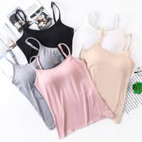 Camisola De Mujer Con Push-up Y Rellenos De Sujetador Anti-walking Color Sólido Talla Única Top De Verano De Algodón - details 1