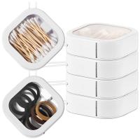 Organizador portátil de lazos para el pelo, contenedores de almacenamiento de accesorios para el cabello, soporte apilable para corbatas, alfiler, hisopo de algodón, 4 piezas - details 0