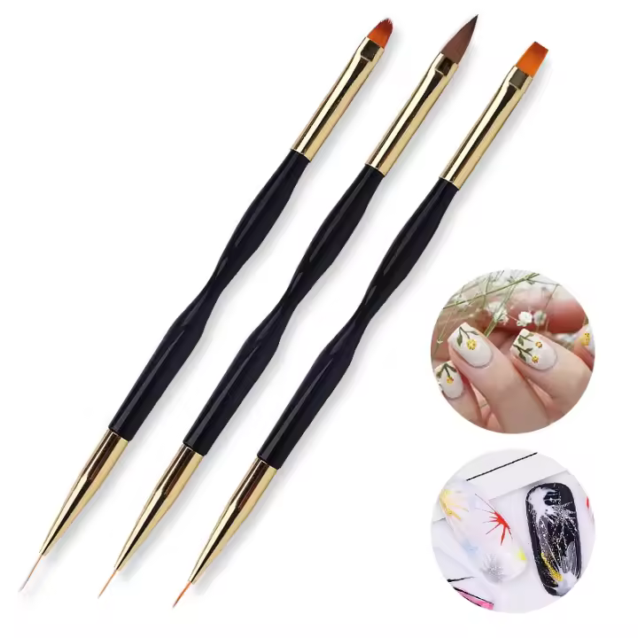 Pincel de Uñas de Doble Punta 1Pc para Pintura y Diseño Herramienta de Manicura para Salón con Punta 3D Ideal para DIY y Flores de Gel UV - 1