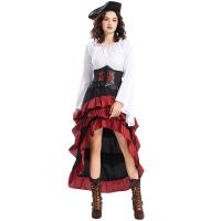 Disfraz de batas de flamenca de Halloween: Un vestido largo de la Reina Pirata con cintura ceñida y hojas de loto - details 4