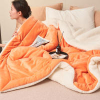 Manta de felpa de cordero grueso de doble capa, forro polar de felpa a cuadros para cama, sofá, manta de lana de Coral suave y cálida, mantas de invierno - details 6