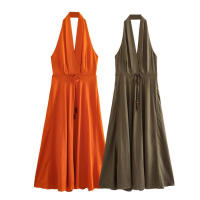 Camisola de mujer elegante de cintura alta ss con diseño sin ckless, cuello en V, lazos laterales y - details 1