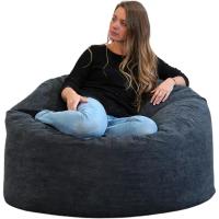Terciopelo Acanalado - Suave y Confortable - Puff Pera con Relleno de Espuma Incluido, Óptimo Apoyo para la Espalda - Bean Bag, Sofa Puff Gigante (100 cm, Azul Marino) - details 0